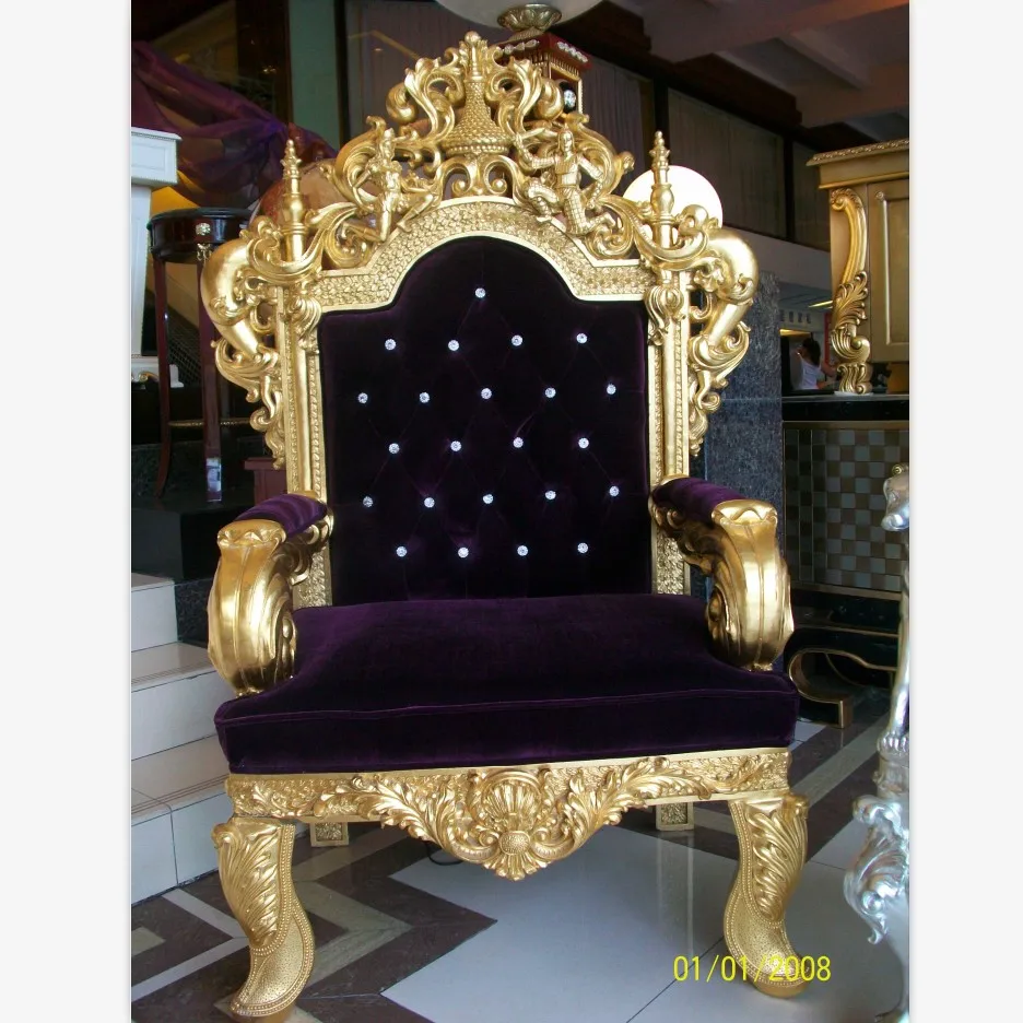 luxury classic Barock chairs, gold paper king throne chair, salon beauty chair