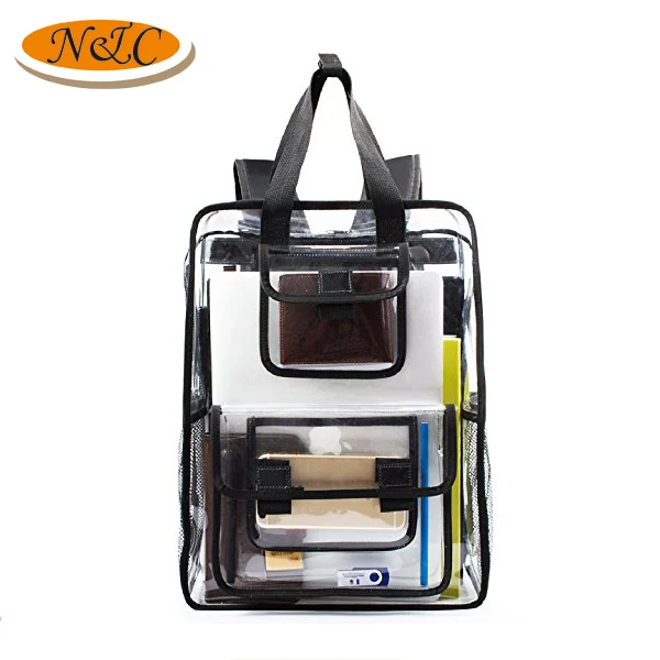 Wholesale price custom logo durable transparent PVC backpack school
