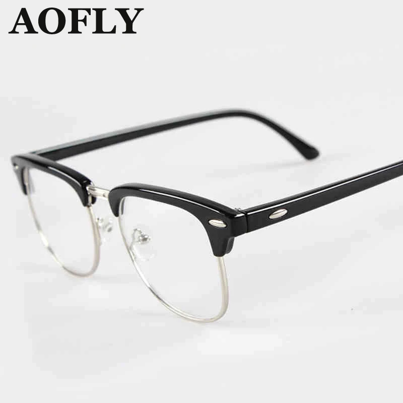 Retro Clubmaster Wayfarer Clear Lens Clear Lens Nerd Frames Glasses Vintage