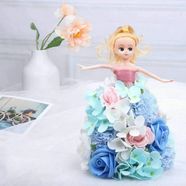 
New product ideas 2018 clear plastic pvc artificial flowers preserved flower cute barbie doll for DIY decoration gift 