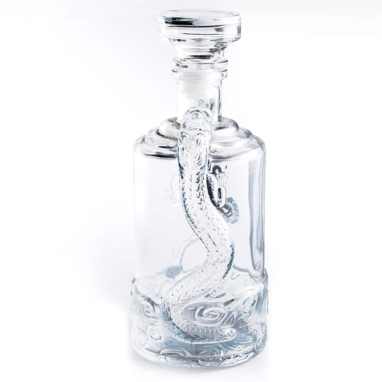 Engraving Dragons 250ml 500ml 750 ml Clear Glass Red Wine Vodka Whisky small wine bottle with lid