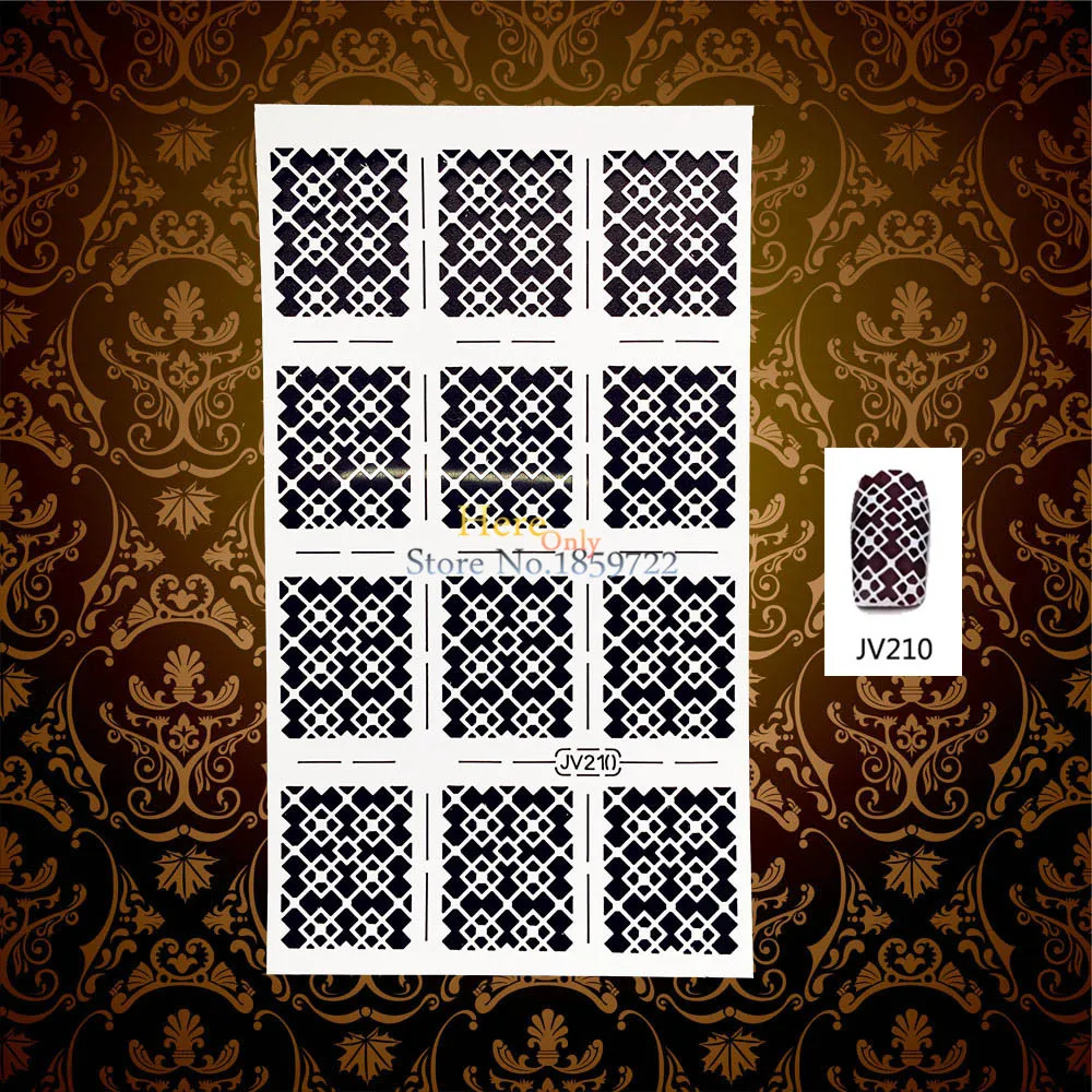 1PC New 3D Grid Mesh Pattern Hollow Slim Nail Art Template Guide Decal HWJ210 Manicure Sticker