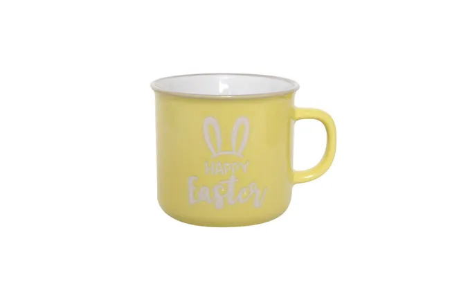HG86-247 high quality emaille tasse promotional ceramic cup for easter goods 10OZ printed custom enamel mug with Easter decal