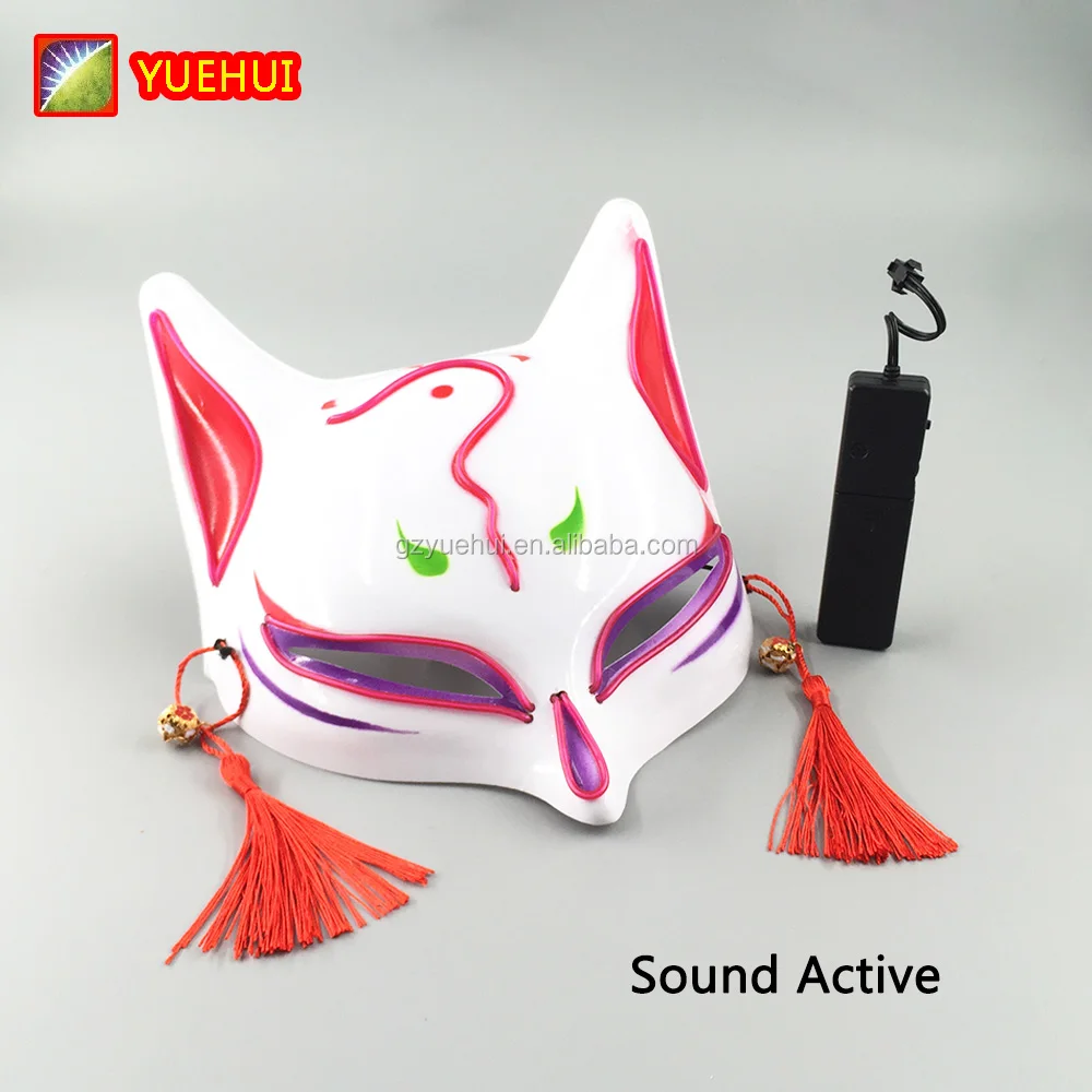 CE Rohs High Brightness Halloween Light Up Neon Led Fox Mask for Glowing Dance Party Supplies Rave Led Adult Fox Mask