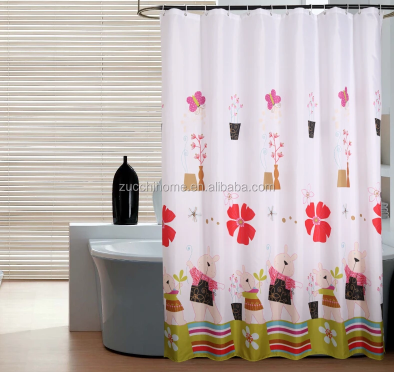 polyester printed fabric shower curtain for bathroom