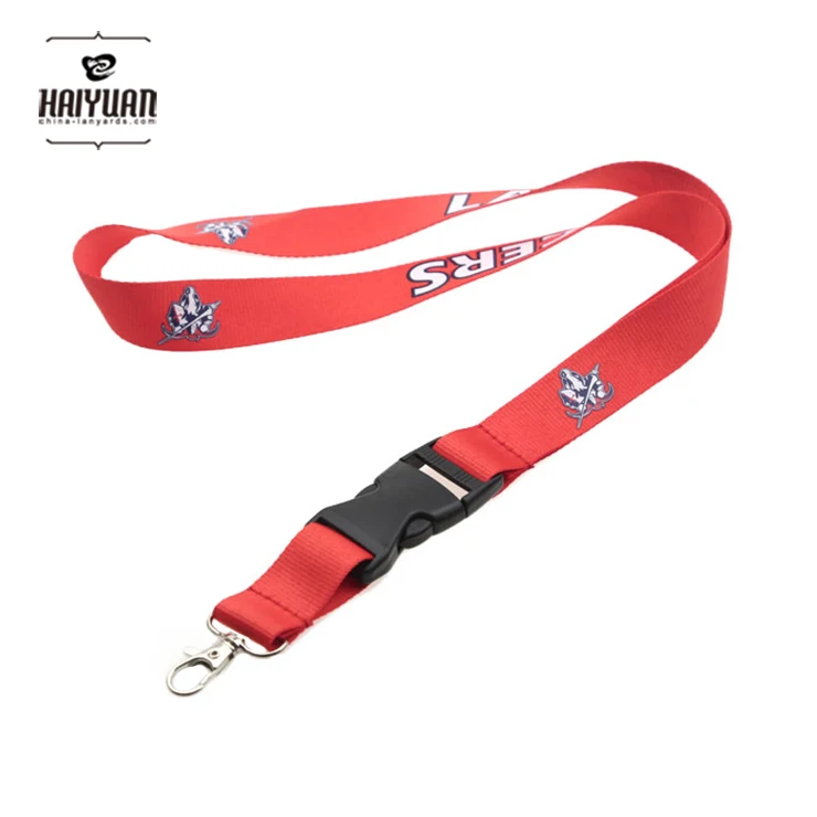 Haiyuan customized polyester 20mm Lanyard with Metal Hook and release buckle