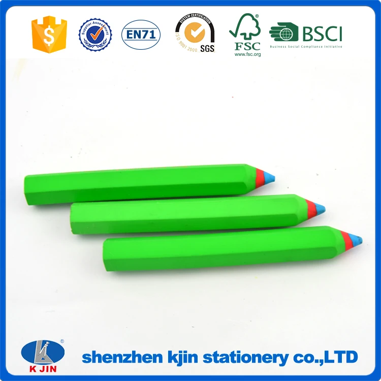 Jumbo big mistake green color pencil shaped rubber eraser for school
