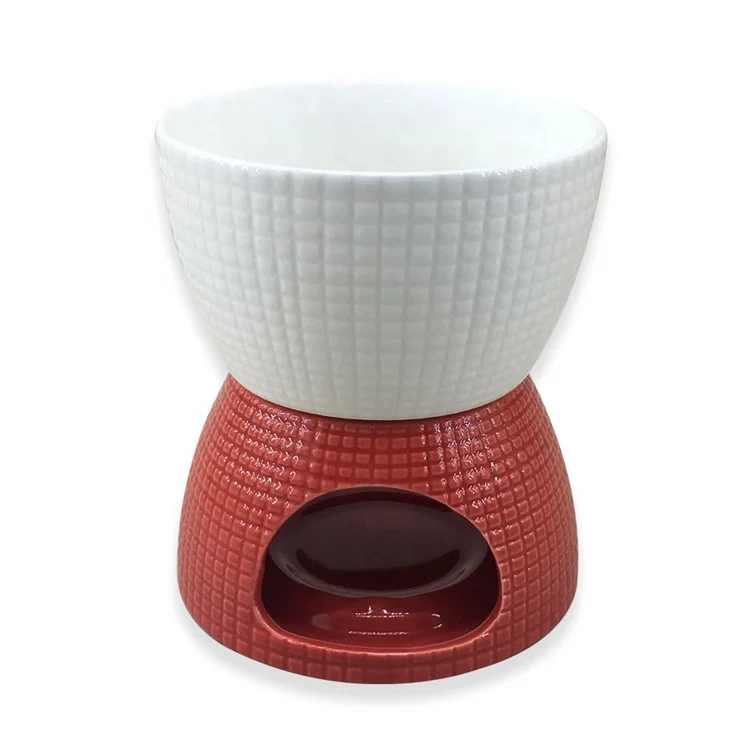 Swiss new design small chocolate fondue sets ceramic fondue pots