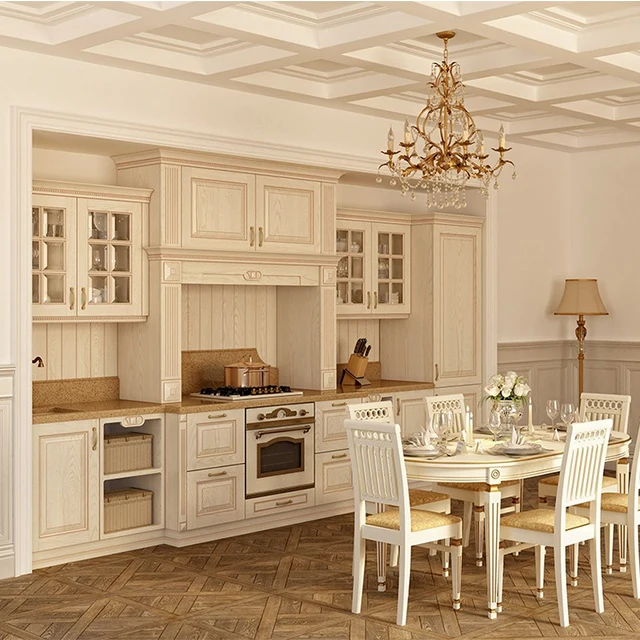
European Solid Wood Luxury Custom Kitchen Cabinets Design Made In China 