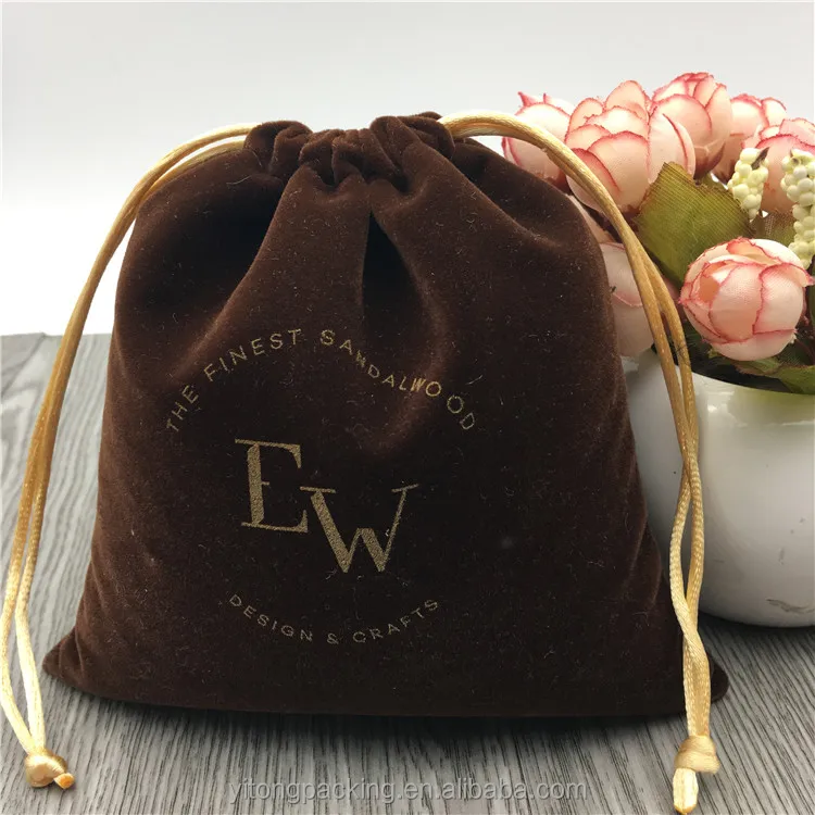 Custom Drawstring Velvet Shoe Bag With Printing