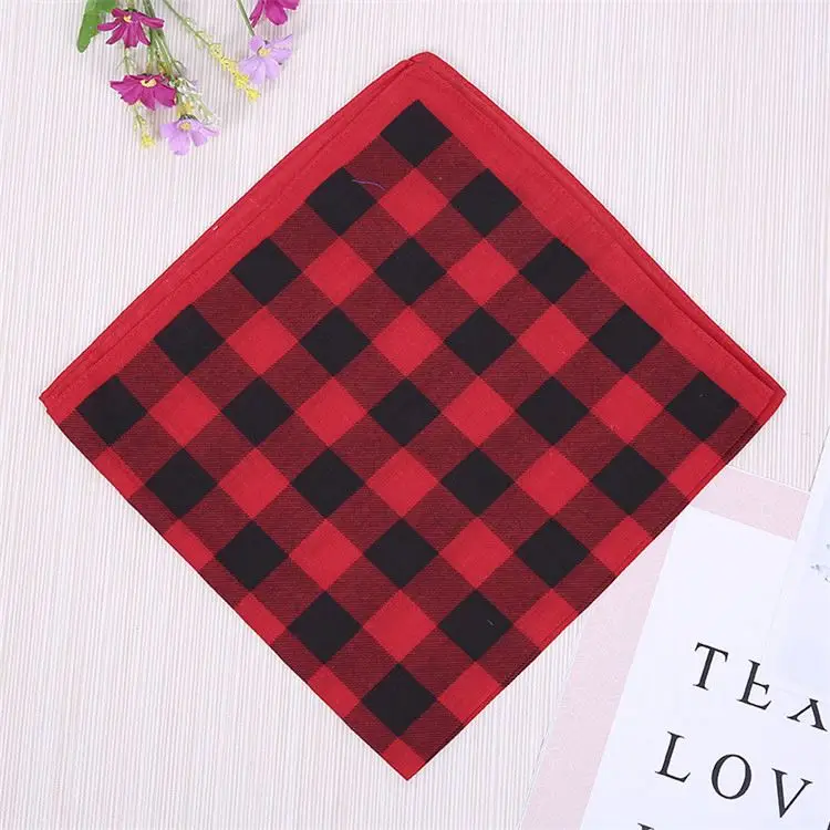 China custom fashion charming grid printed hair bandana custom logo bandana
