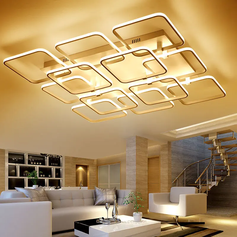 
Popular Plastic Frames Square Design Lounge Ceiling Lights With RF Dimmable remote control 