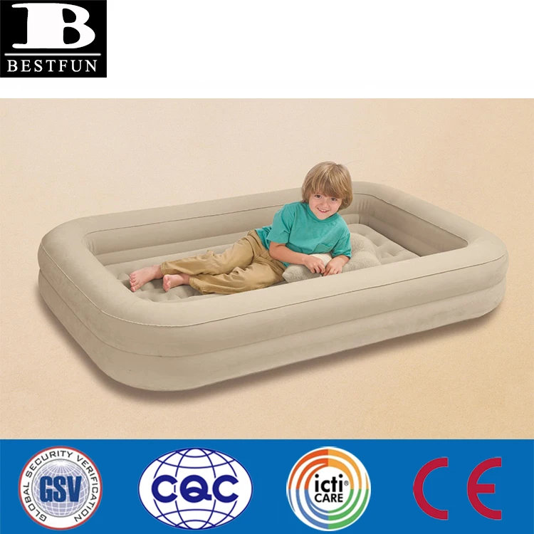 Heavy Duty Flocking PVC Twin Size Inflatable Travel Kids Bed Mattress Folding Portable Luxe Inflatable Toddler Traveling air Bed