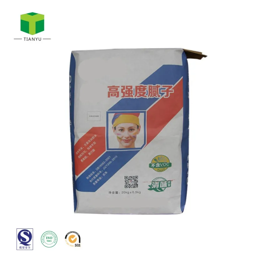 Wall Putty Packaging Valve Bags with Pe Liners Paper Sacks Industry Agriculture Kraft Paper Bags 20kg 25kg Cement Paper Sacks
