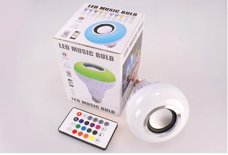 
12W E27 AC110-240V Smart RGB Speaker Music Playing led bulb with Remote Control 