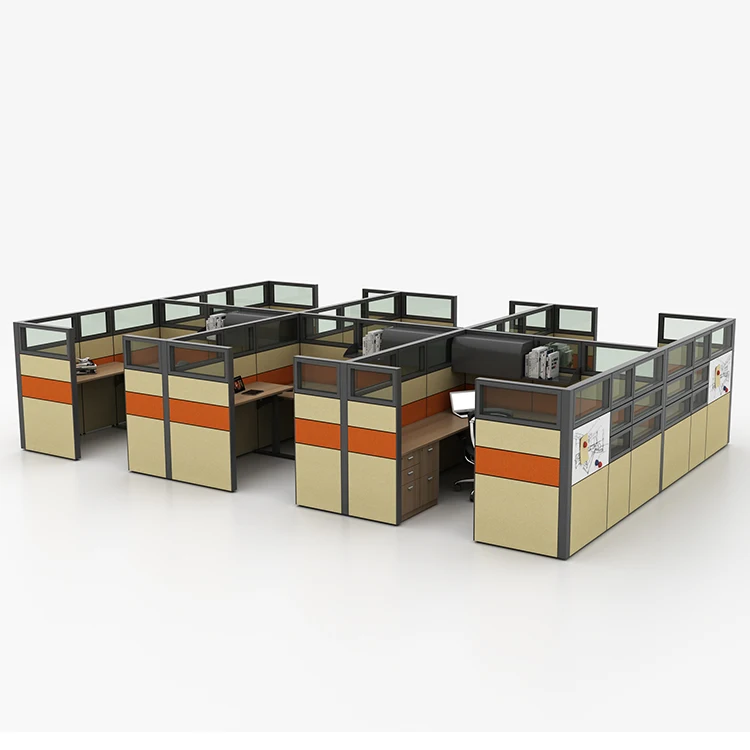 Professional production 6 persons office cubicle with overhead cabinet