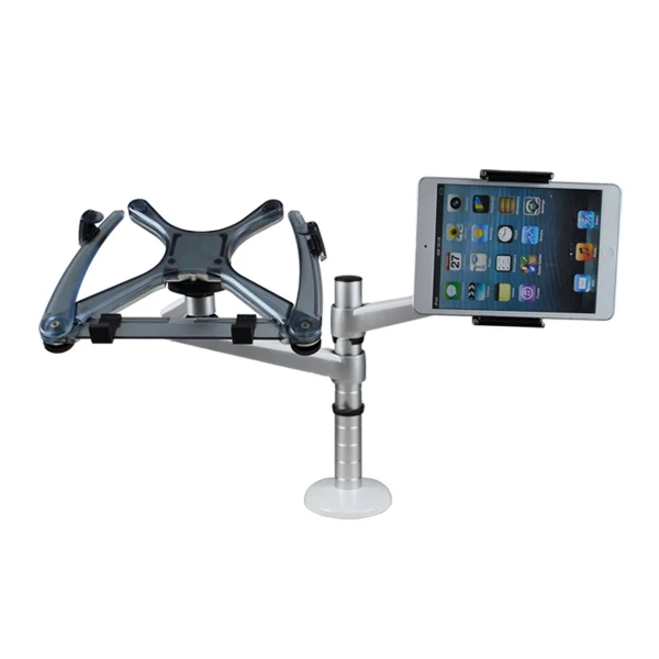 Free standing adjustable support dual laptop monitor arms mount and stands