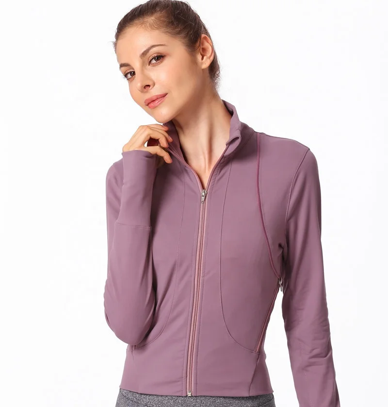 New Autumn Winter Long Sleeve Net Breathable Nylon Zipper Coat Yoga Running Sport Jogging Jacket Women