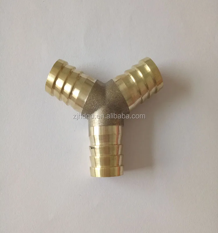 1/8'-3/4' brass y type three-way hose barb adapter