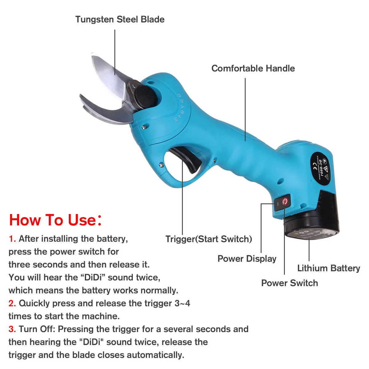 25 мм встроенный аккумулятор перезаряжаемые серпы секатор ножницы Электрический филиал резак