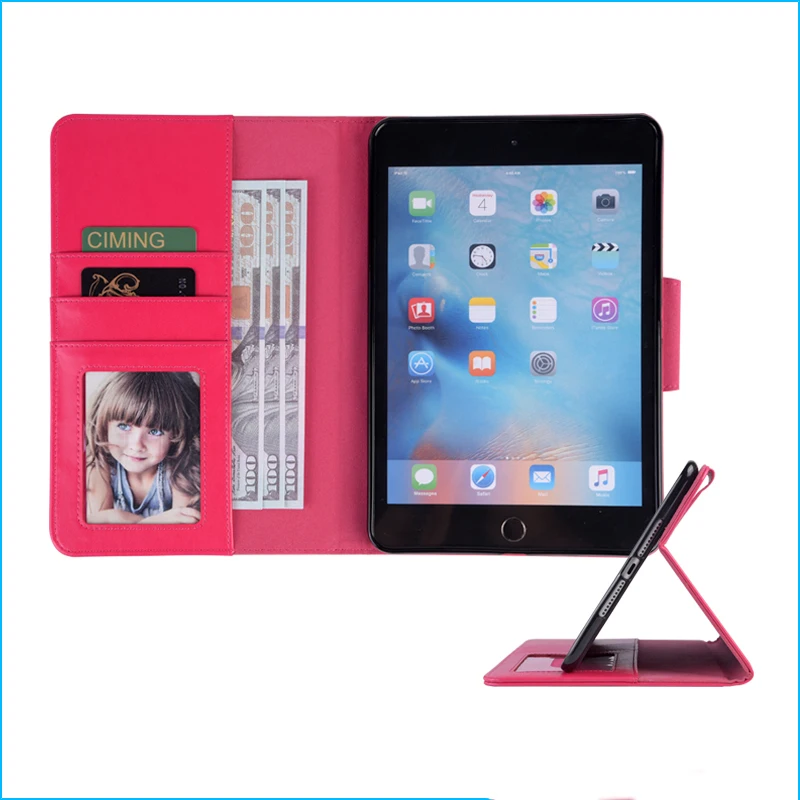 2018 Hot Sale Flip Leather Wallet Protect Case for iPad mini 4 with Stand