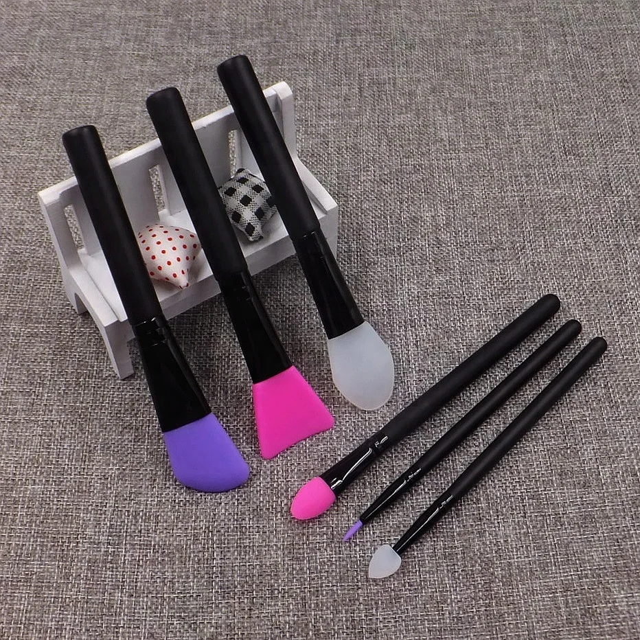 6PCS Silicone Mask Brushes Kit Women Silicone Cosmetic Face Mask Brush Set And Eye Makeup Brushes Pro Tool