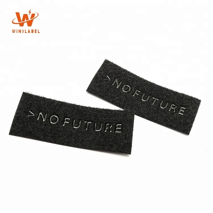 Custom Brand Private Logo Sports Ware TPU Embossed Clothing Labels Hook and Loop Fastener Badges