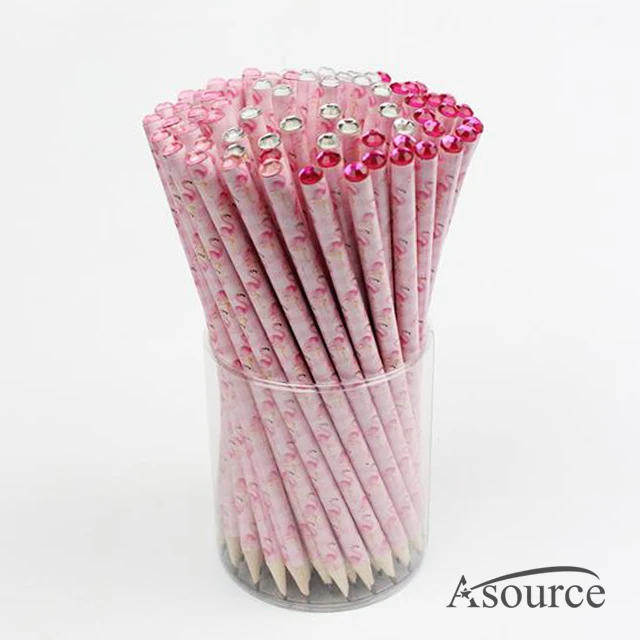 Pink Flamingo Print Pencil With Diamond
