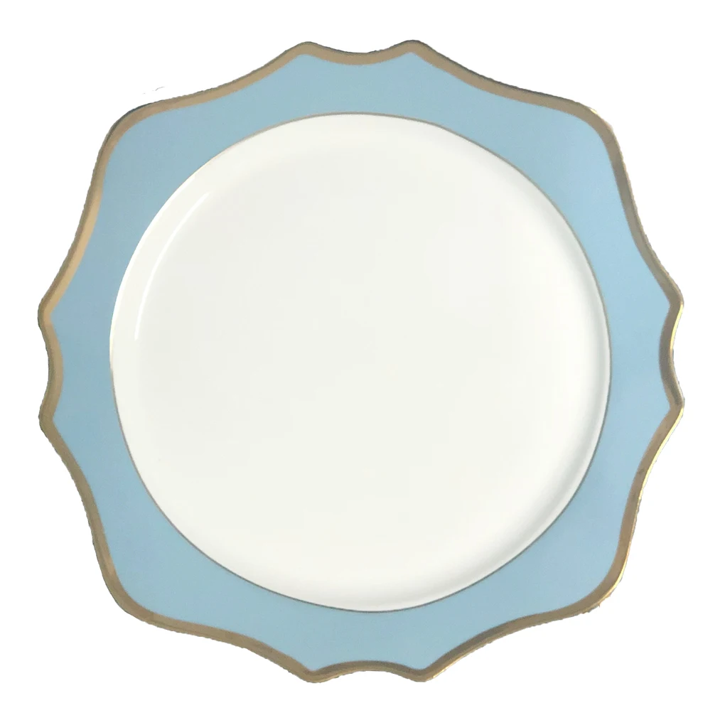 JY Ceramics black and jk gold luxury dinner plate royal charger plate for party events rental