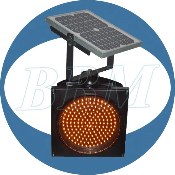 BBM solar powered yellow flashing traffic warning light