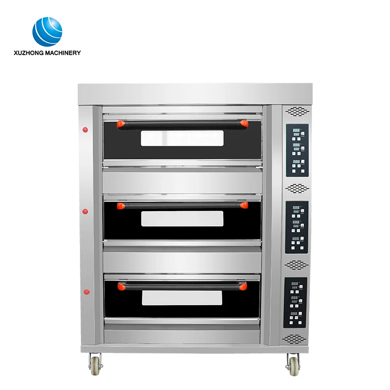 Commercial Kitchen Baking Bread and cake  /bread baking machine bakery equipment for three Deck Bakery Pizza Oven