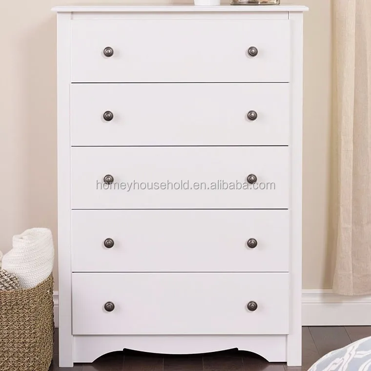 Kids bedroom furniture white 5 drawers chest modern living room cabinet design