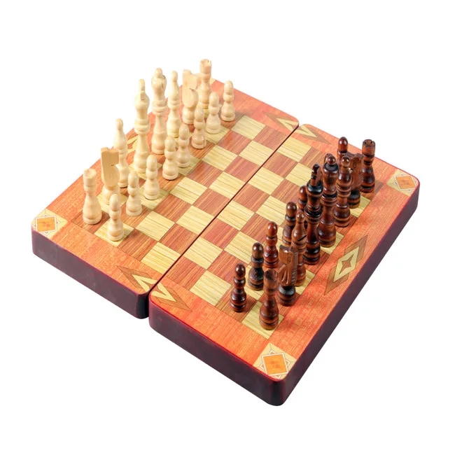 Wooden Backgammon Set and Chess Games for Indoor Sports