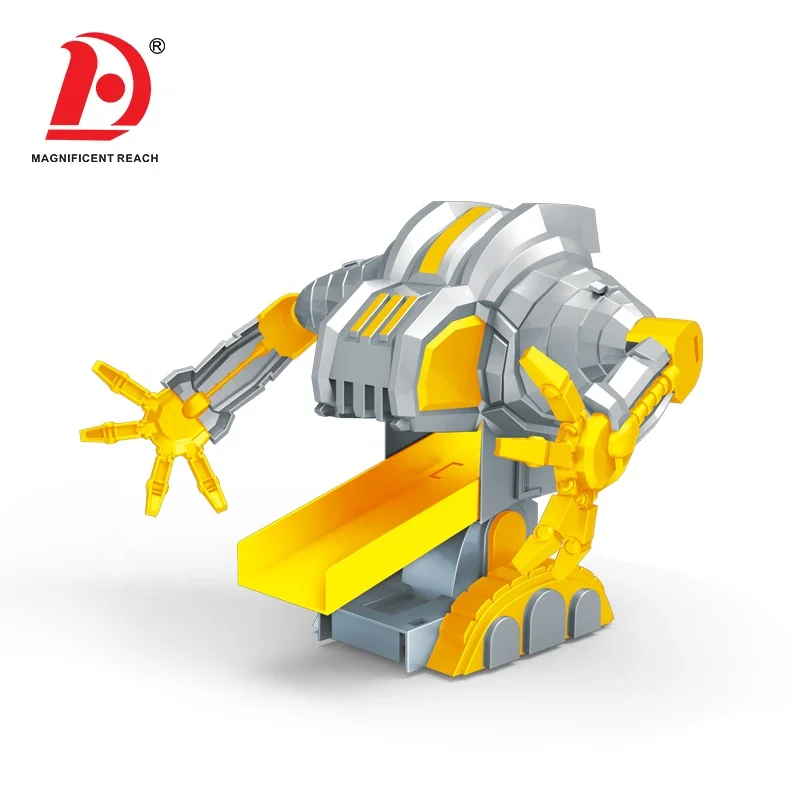 HUADA 2020 Robot Rotary Spring Railcar Set Ejection Stunt Racing Track Car Toys for Little Boys