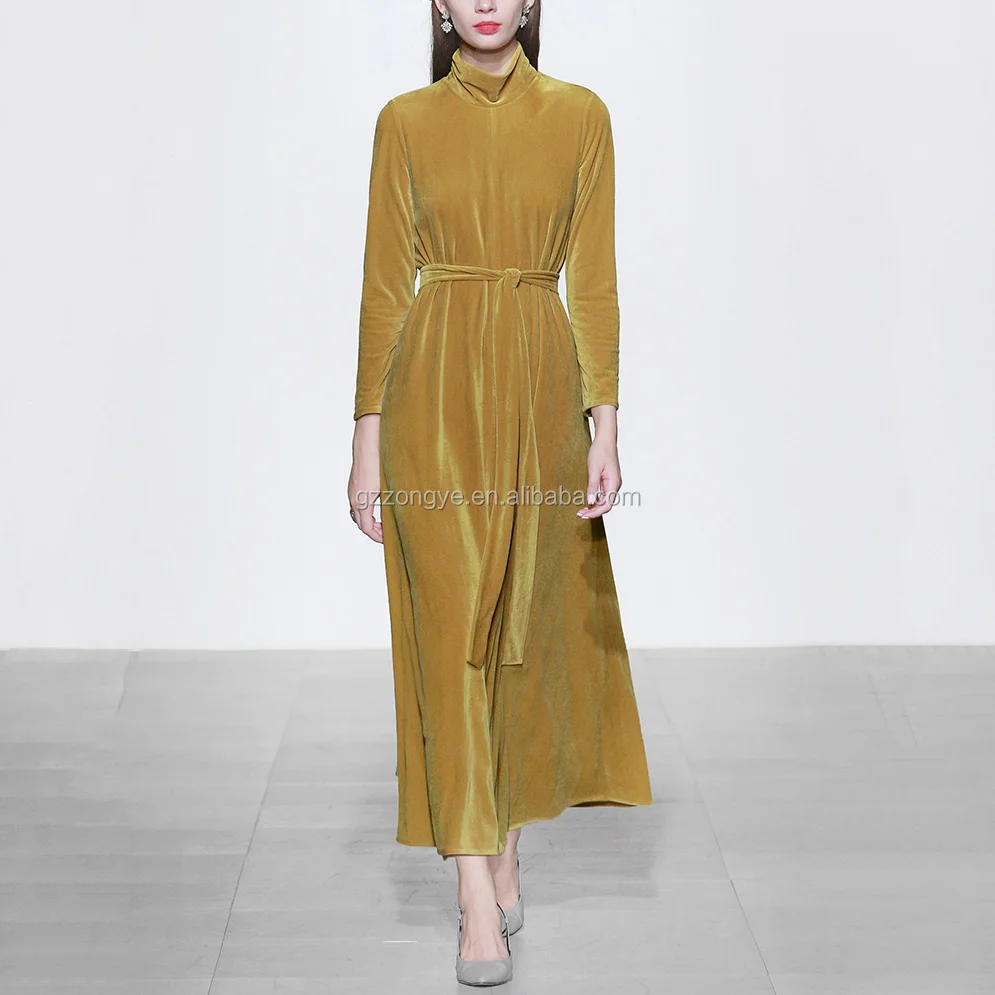 Latest Fashion Long yellow elegant Casual Dress