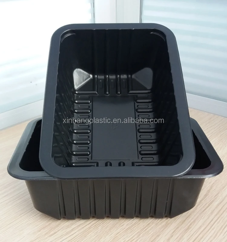Disposable Black Plastic Food Box with Seal Film Plastic Case for Storage and Preservation