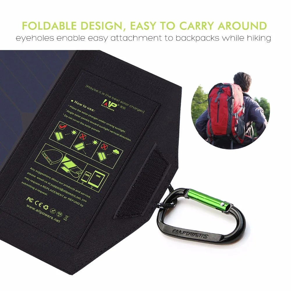 DOO&ODM 15W Foldable Solar Charger Outdoor Solar Chargers for iphone ipad samsung camera and ta