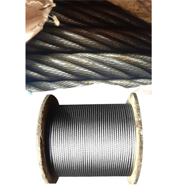 AISI 316L 8X19S+FC Right Lay 6mm Diameter Finish Bright Tensile Strength Breaking Load For Elevator Hoisting