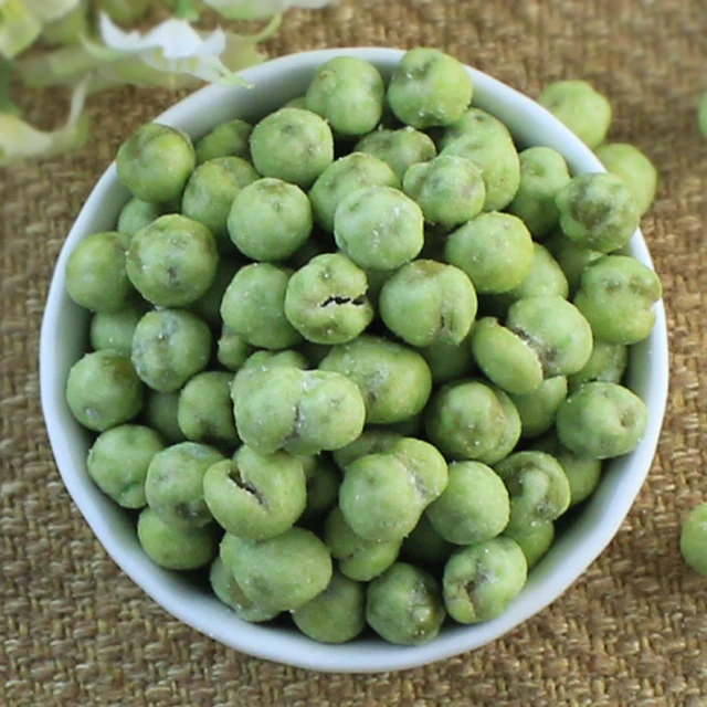 Delicious vegan snack wasabi flavored peas