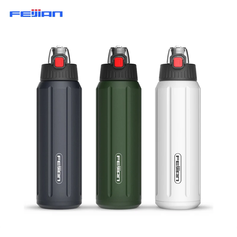 FEIJIAN  Sport Water Bottle Double Wall Stainless Steel Thermos Shaker Bottle Portable  Vacuum Flask Tumbler Tritan Lid BPA Free