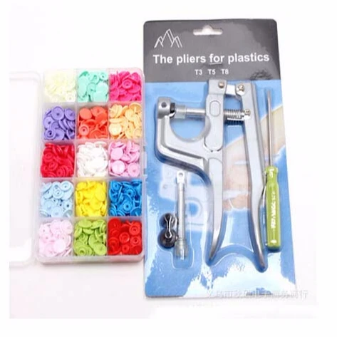 
Press Pliers Tools Used for T3 T5T8 Button Fastener Snap Pliers 150 Set T5 Plastic Resin Press Stud 
