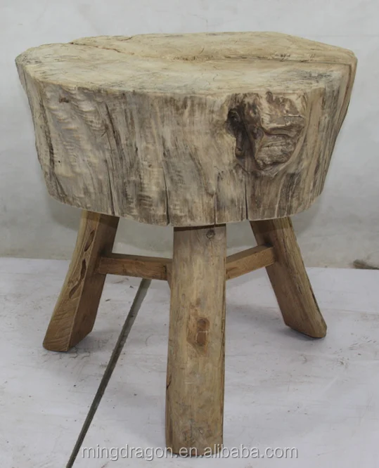 Antique Vintage shabby chic original tree trunk stool