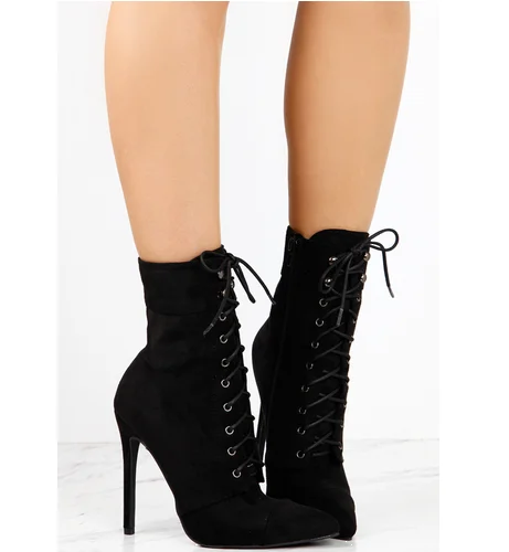 2017new fashion lady boots Biack Color Genuine Leather Thin High Heel Women Shoes