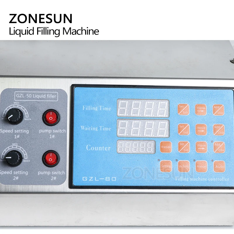 ZONESUN Table Top Double Heads Membrane Diaphragm Pump Liquid Milk Juice Beverage Soft Drink Filling Machine Supply