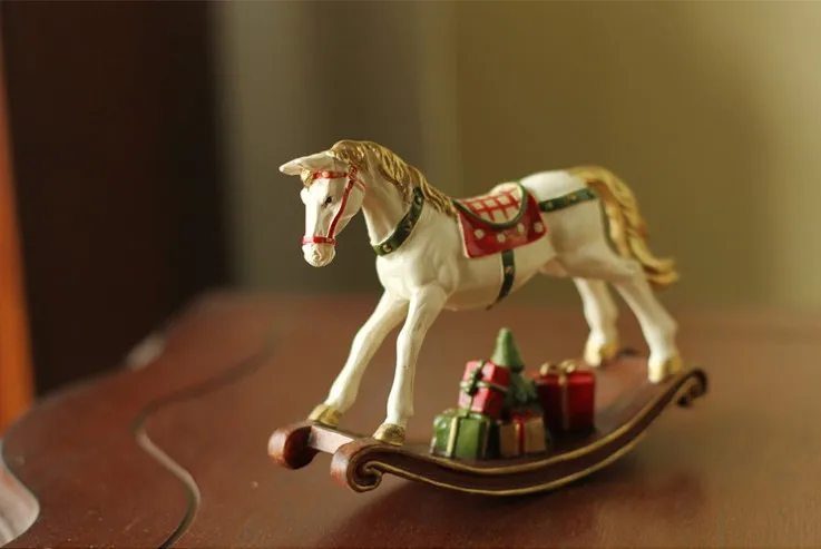 christmas decoration polyresin rocking horse for home decor