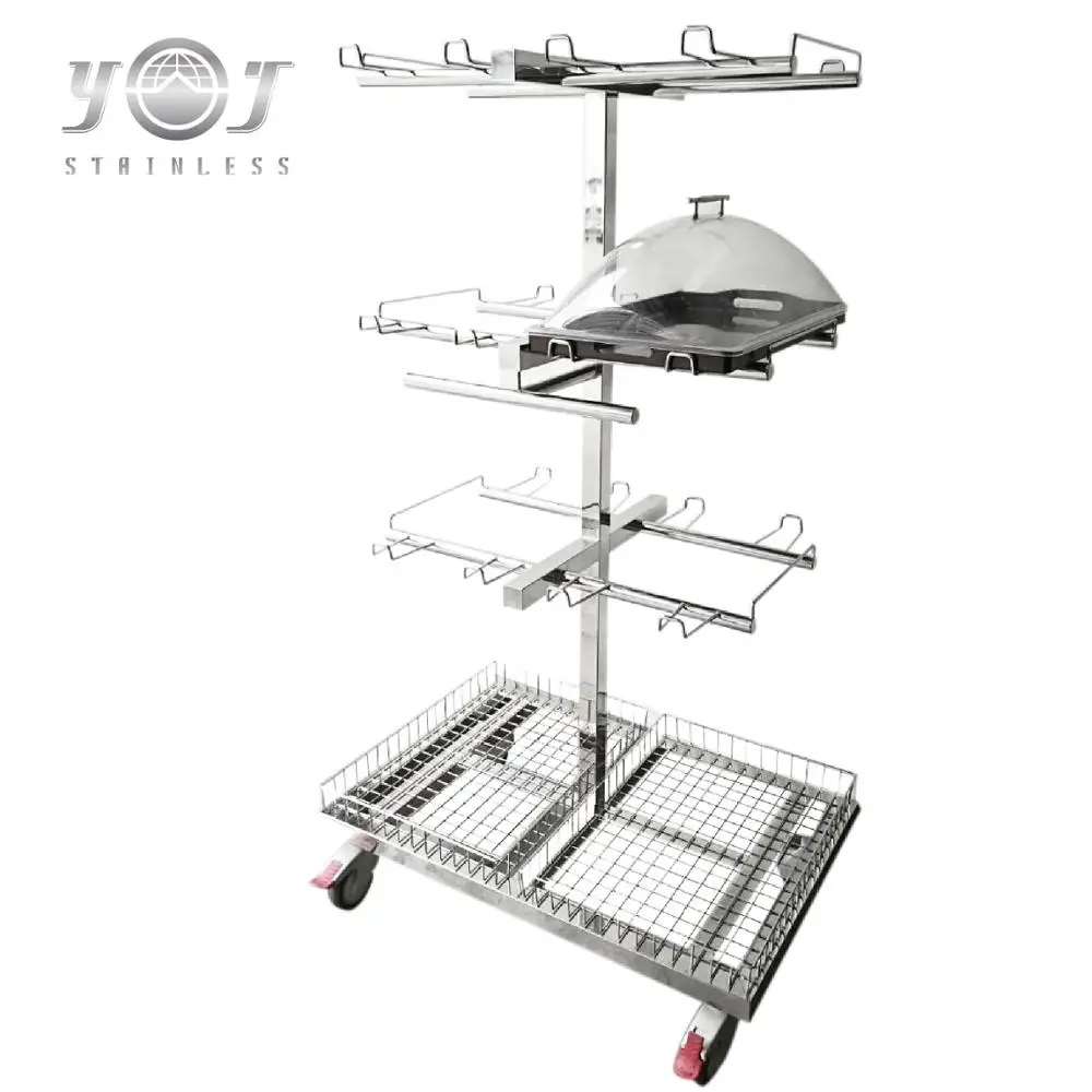 
multi layers hospital medical stainless steel trolley cart 