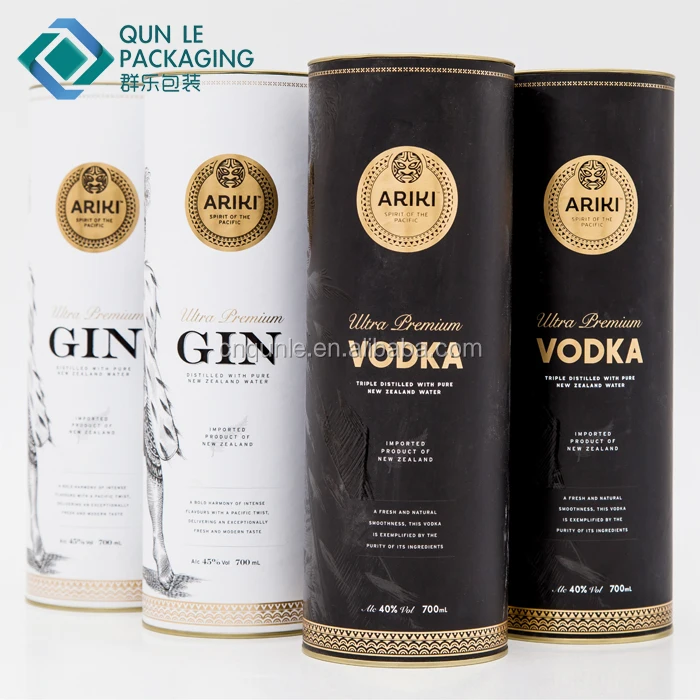 Round Cardboard Tubes Wine Bottle Packaging with Tin Plug