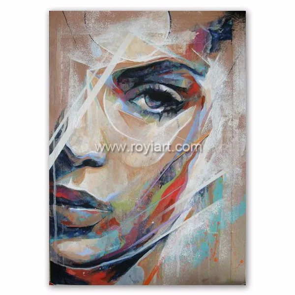 Handmade woman portrait canvas modern abstract oil painting