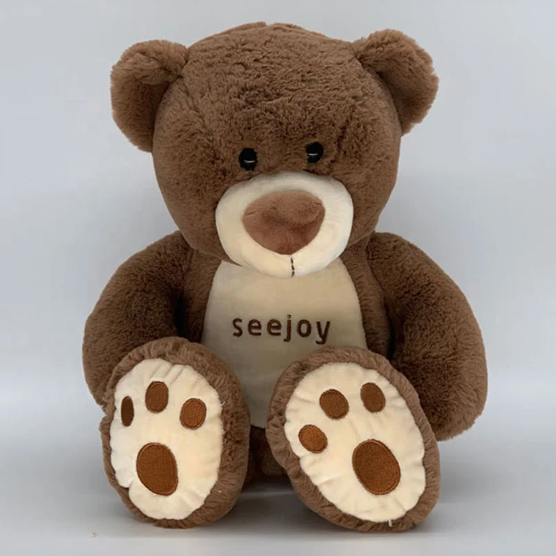 Cute Plush Bear Baby Toy With Embroidery Stuffed Teddy Bear Brown