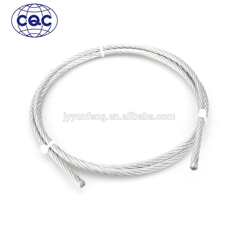 Yunfeng 1x19/6x7+fc/7x7/6x19+fc/6x19+WSC/18x7+FC/18x7+IWS stainless steel wire rope for fitness equipment